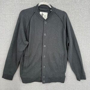 Linksoul Mens Sz L Jacket Charcoal Gray Golf Luxury Cotton Button Front Bomber‎